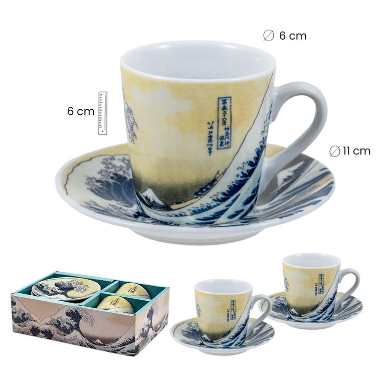 LA GRAN OLA DE KANAGAWA (DOS TAZAS CON PLATO) - Imagen 3